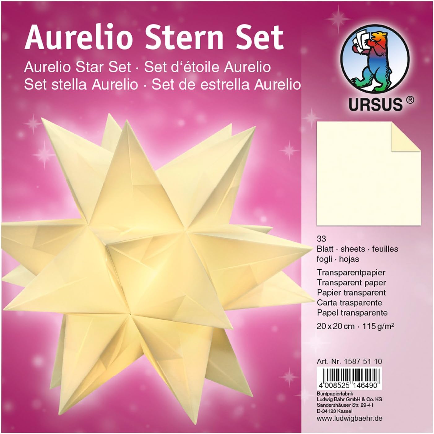 URSUS Faltbl�tter Aurelio Stern, creme, 200 x 200 mm