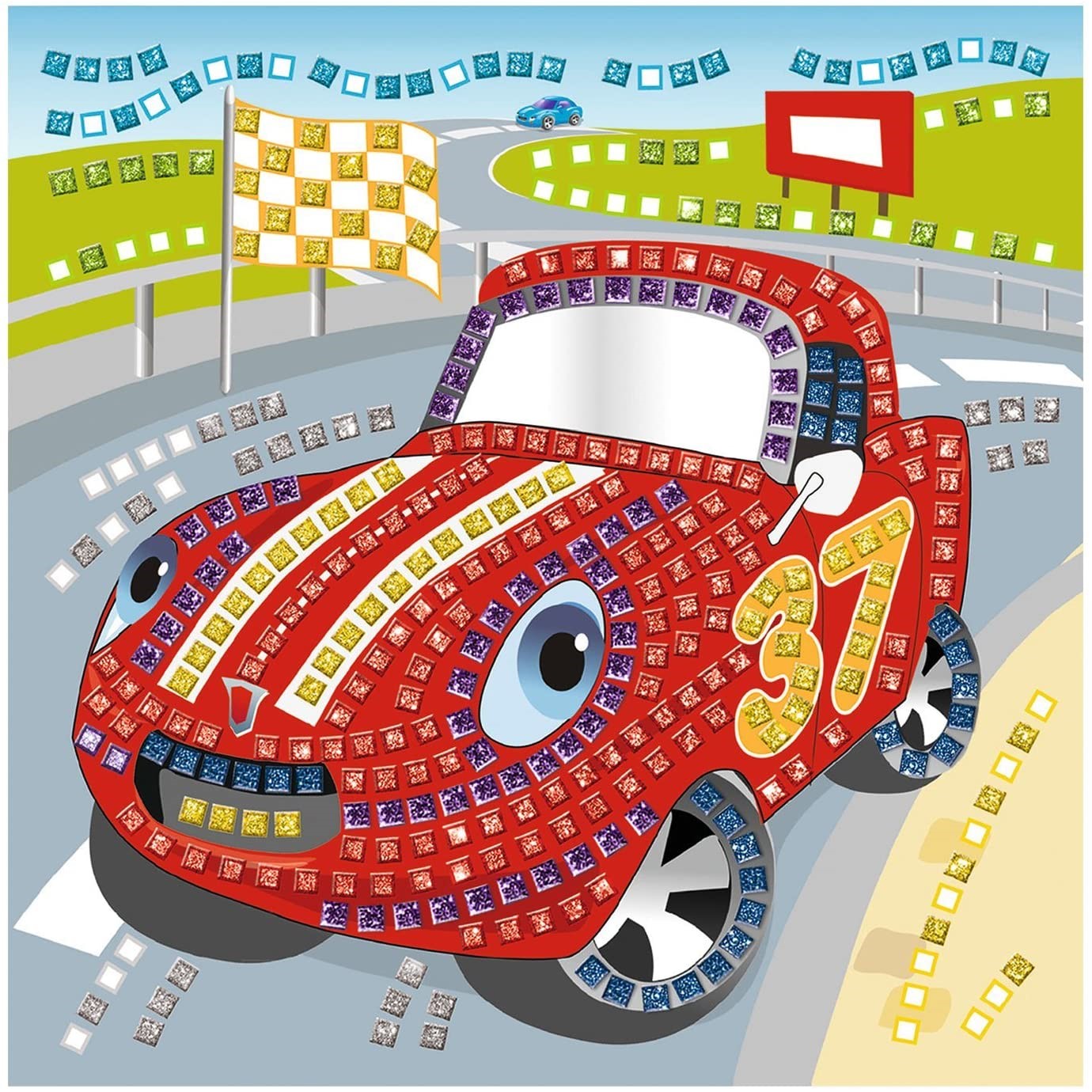 URSUS Moosgummi-Mosaik "Glitter Rennwagen"