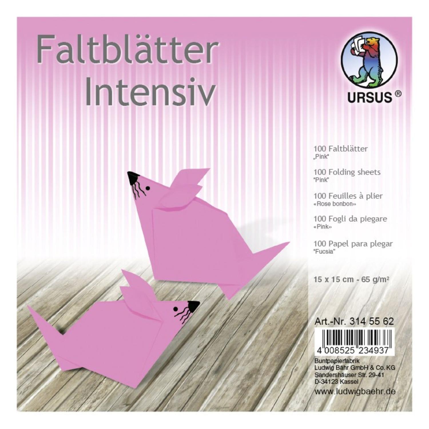 URSUS Faltbl�tter Intensiv Universal 15x15cm 100 Blatt PINK