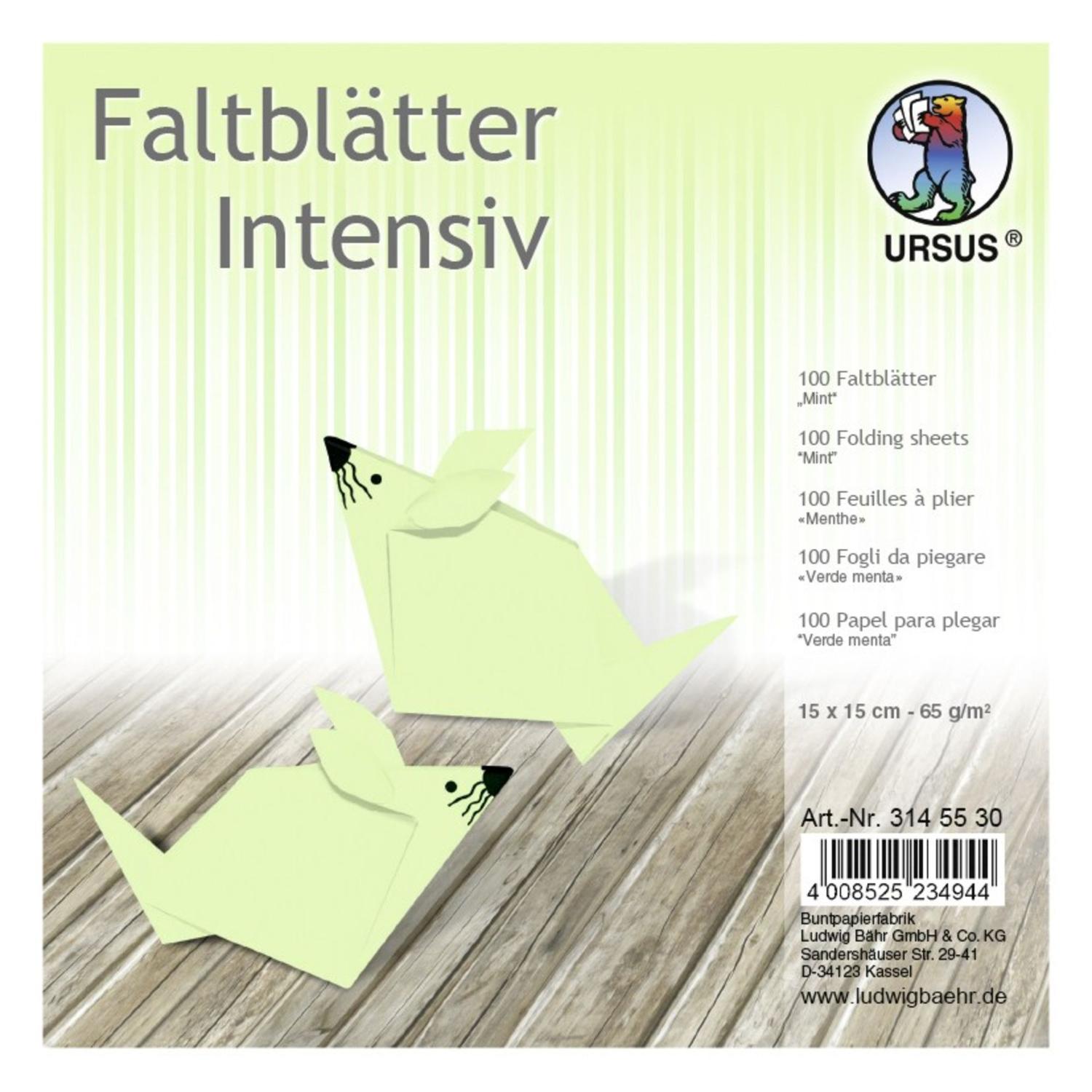 URSUS Faltbl�tter Intensiv Universal 15x15cm 100 Blatt MINT
