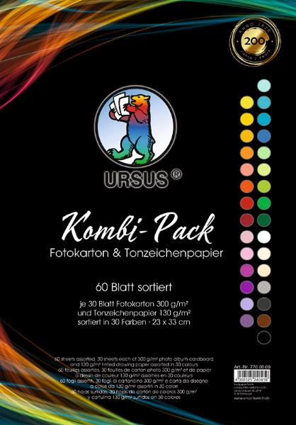 Ursus 30x Fotokarton 300g/qm und 30x Tonzeichenpapier 13...