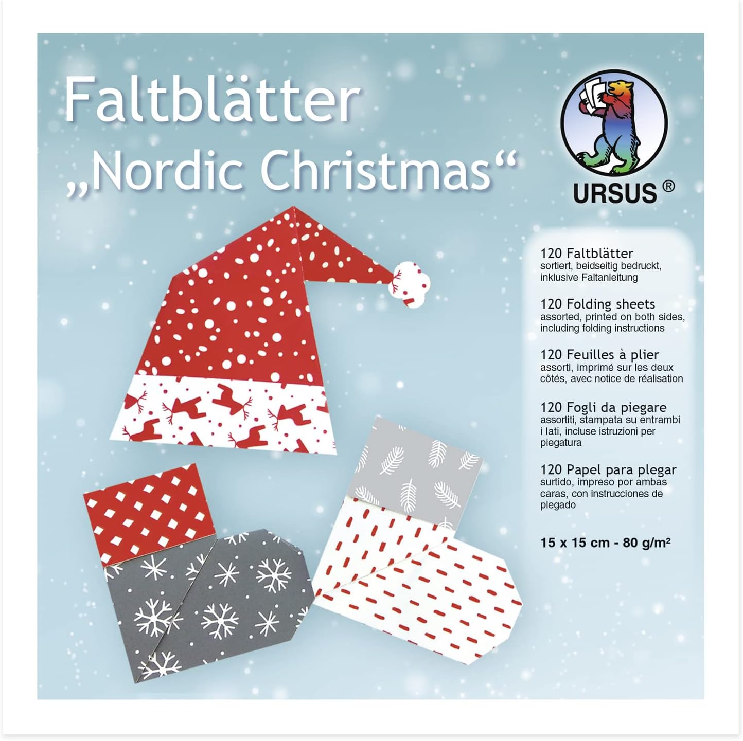 URSUS Faltbl�tter Nordic Christmas 15 x 15 cm
