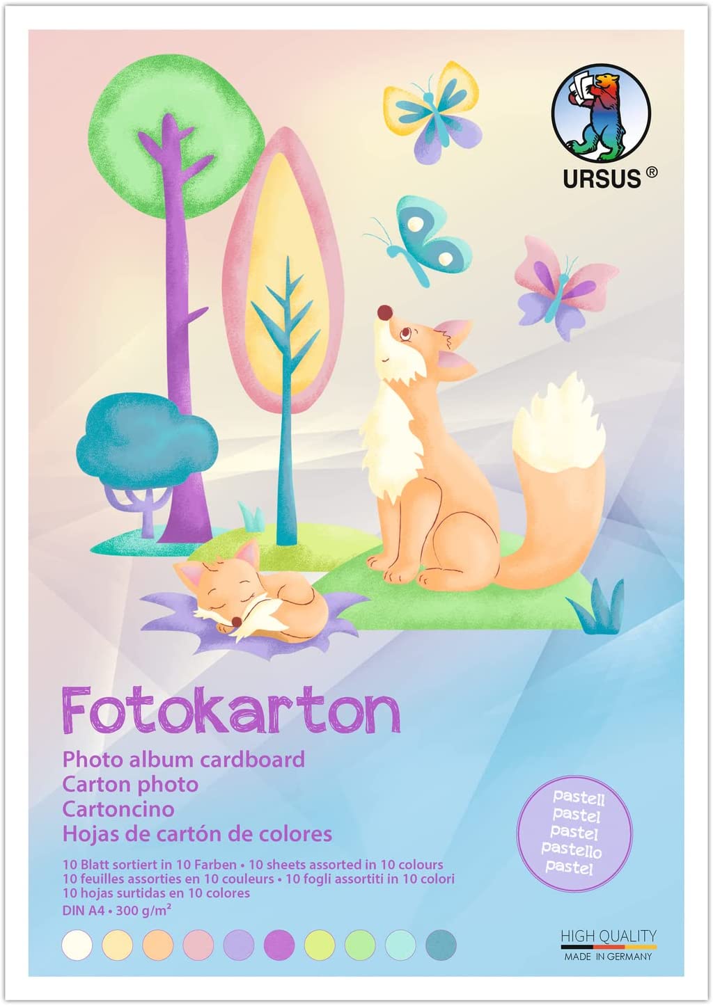 Ursus Fotokarton DIN A4 Pastell 10 Blatt 10Farben