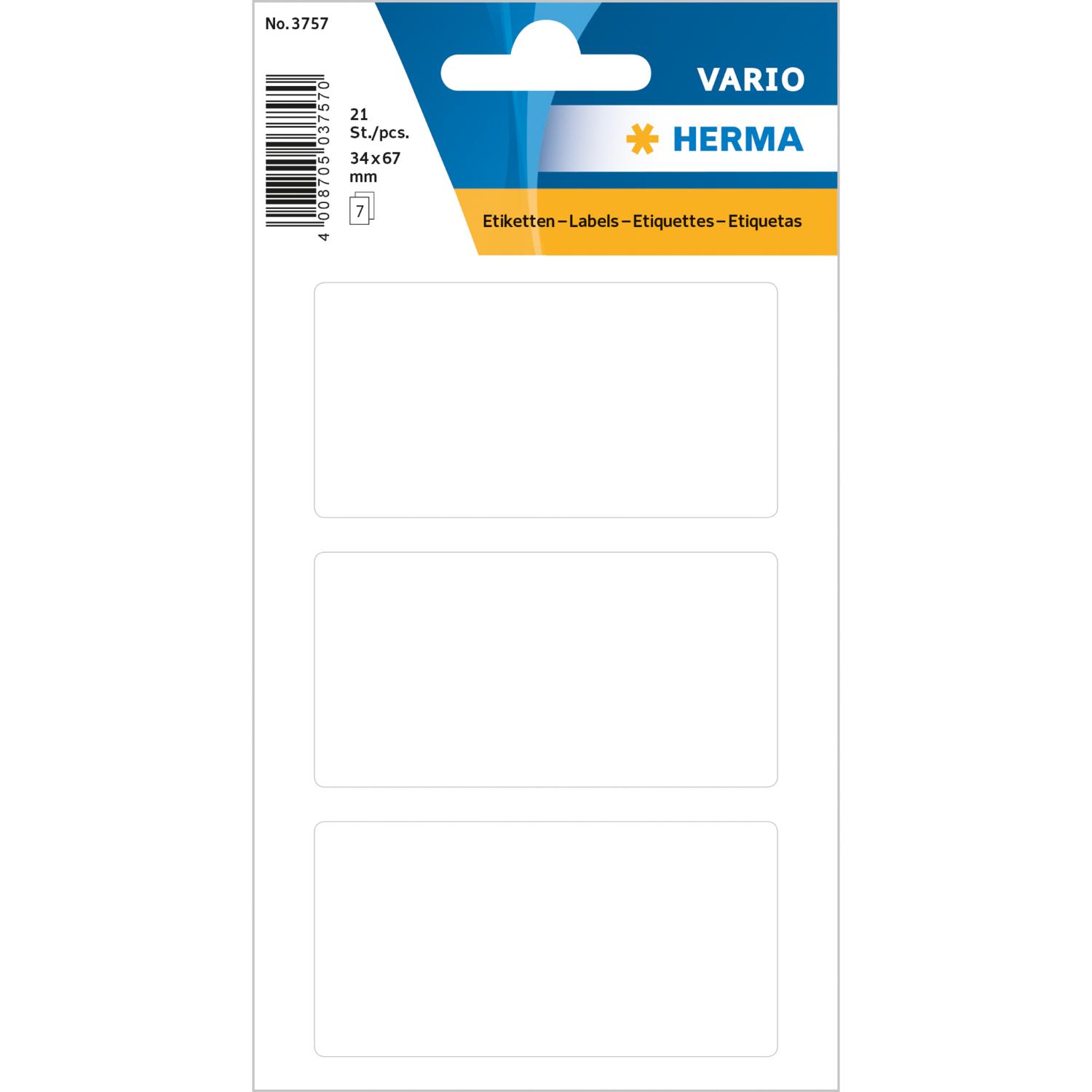 HERMA 3757 Vielzweck-Etiketten, 34 x 67 mm, wei� (21 Eti...
