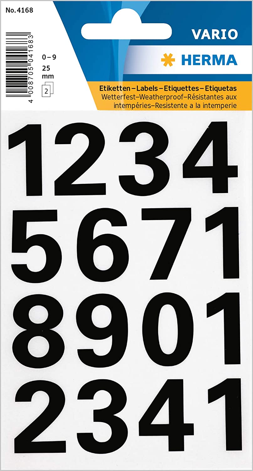 HERMA Zahlen-Sticker 0-9, Folie schwarz, Hhe: 25 mm 4168