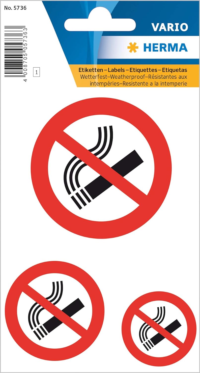 HERMA Hinweisetiketten Nicht rauchen, Folie, wetterfest