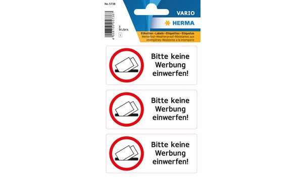 HERMA Hinweisetiketten "Bitte keine Werbung einwerfen"