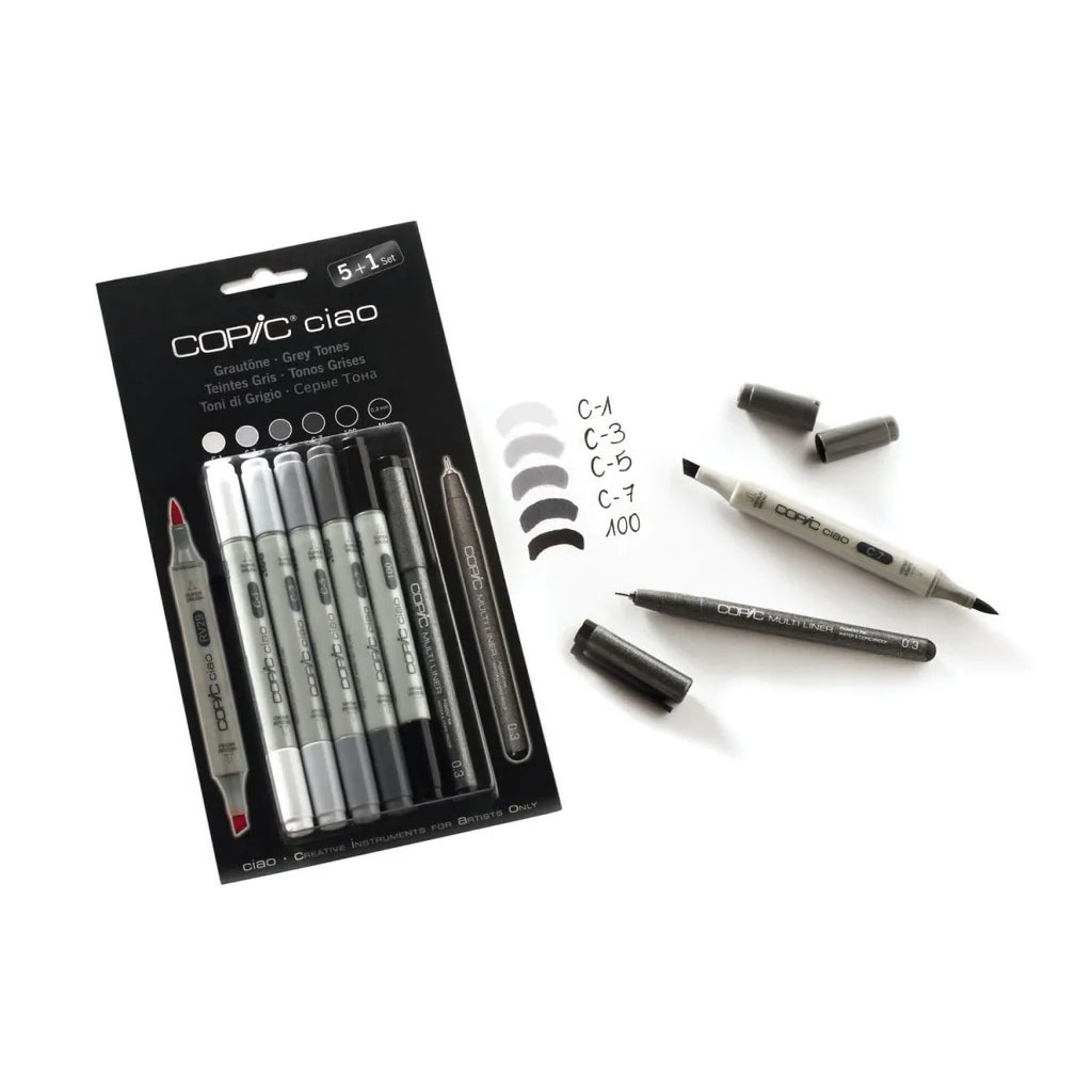 COPIC Marker ciao, 5+1 Set "Graut�ne"