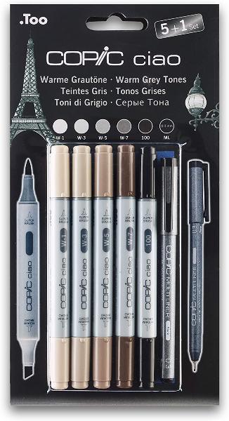 COPIC Marker ciao, 5+1 Set "Warme Graut�ne"