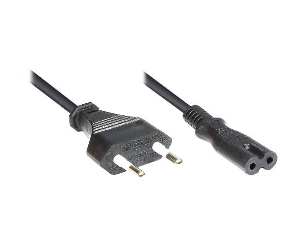 Euro-Netzkabel, Netzstecker an Euro 8 Buchse, schwarz, 0...