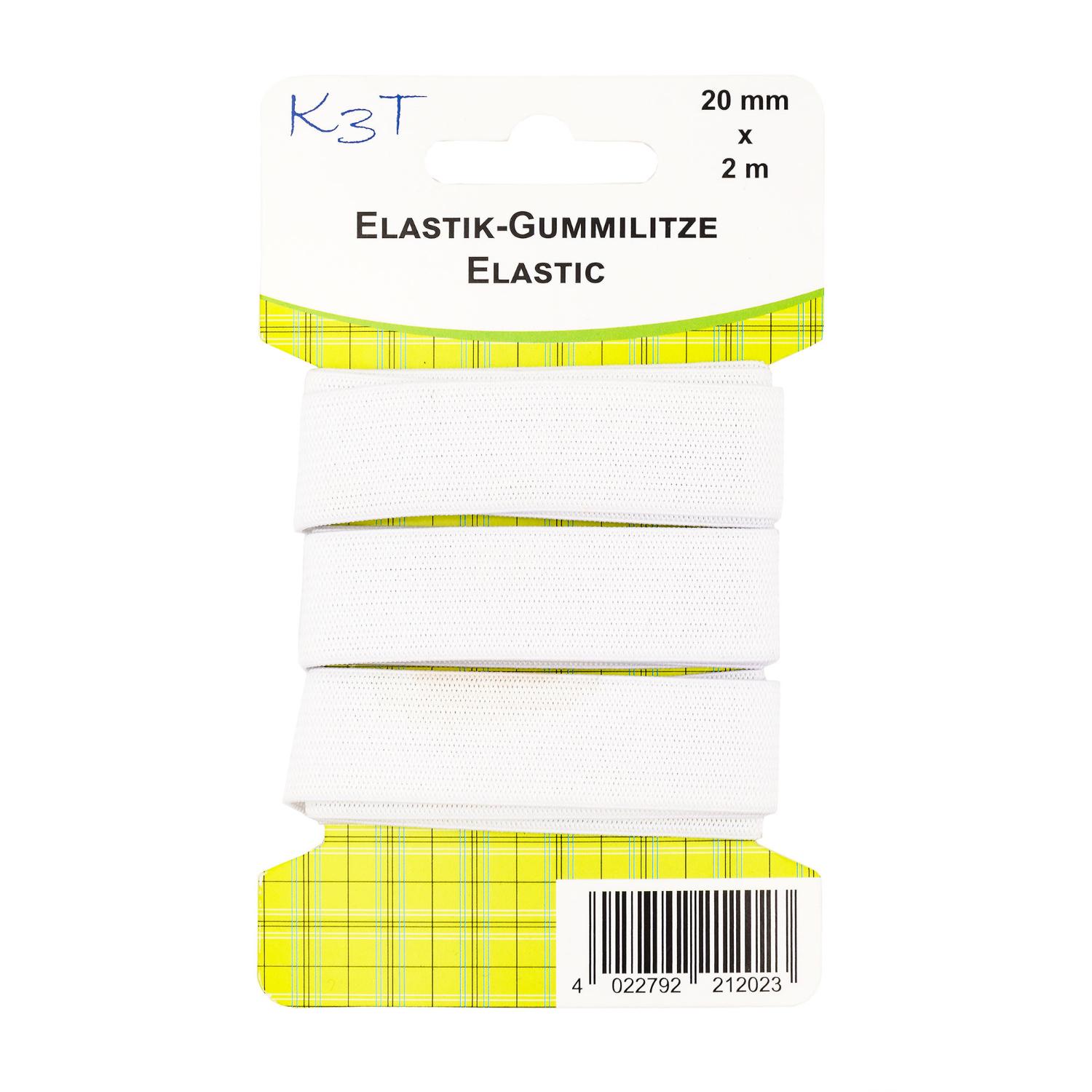 Elastik-Gummilitze, 20mm x 2m, wei�