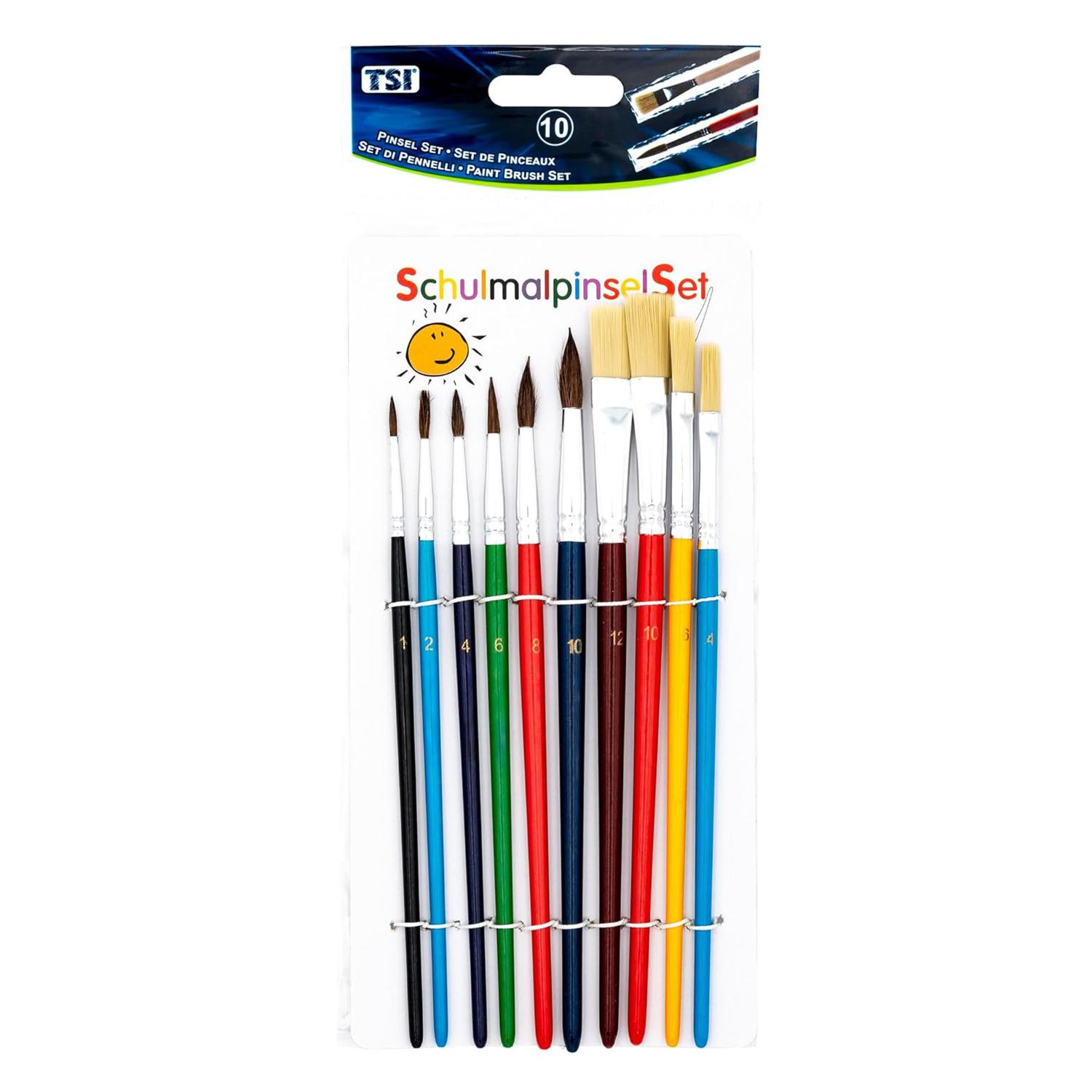Pinselset 10 St Vegan Haar- + Borstenpinsel Haar 1 2 4 6...