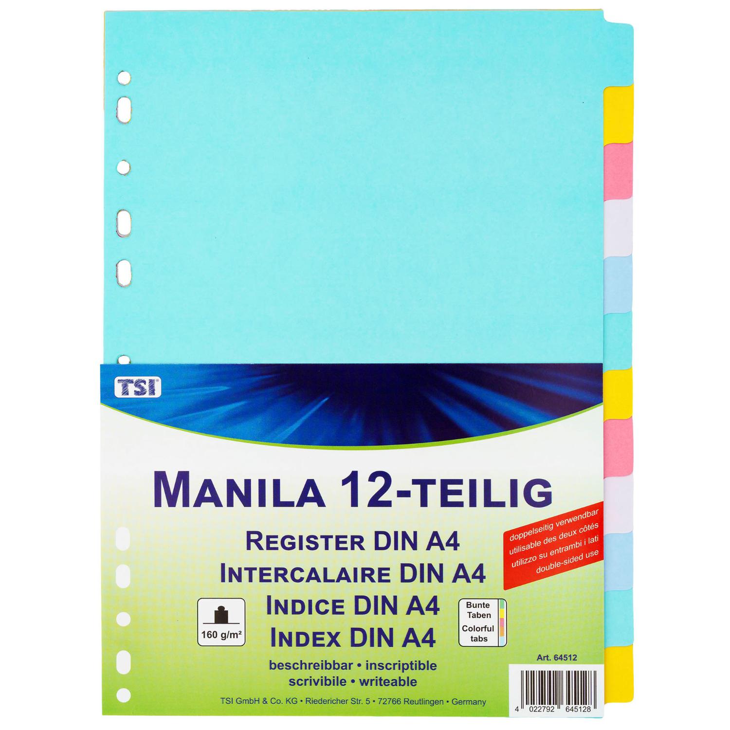 Manila Register A4 mit 12 blanko Taben