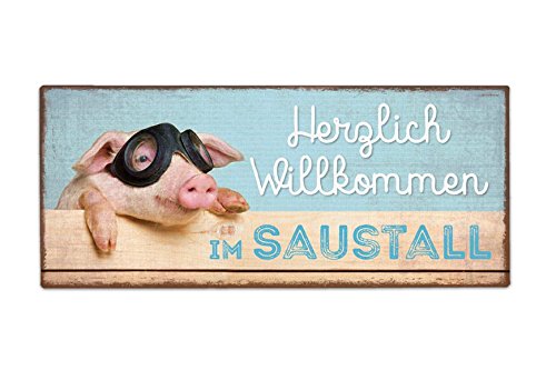 Deko Schild aus Metall Für Dich mit Spruch Saustall 30,5...