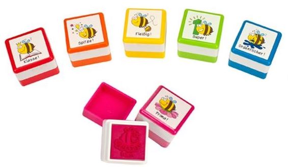 Lehrerstempel Fleißbienen selbstfärbend 6 Motive sortier...