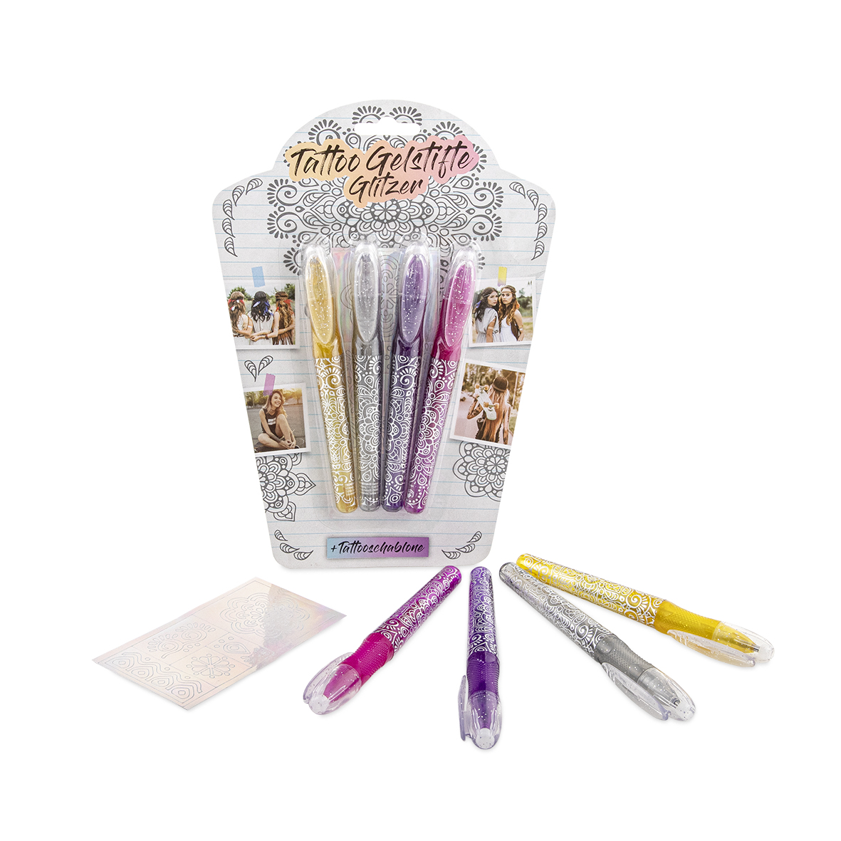 Trendhaus FESTIVAL FEELINGS Tattoo Gelstifte Glitzer 4er...