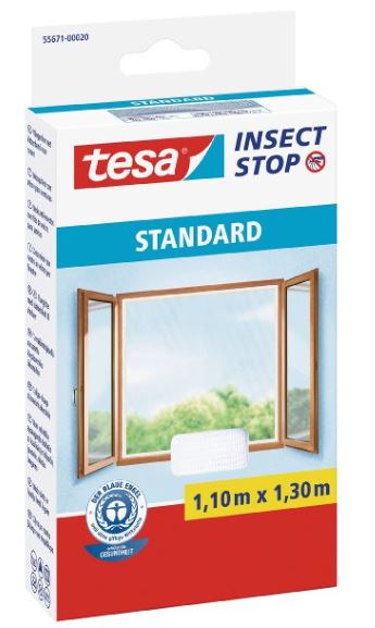 tesa Fliegengitter STANDARD für Fenster, 1,10 m x 1,30 m