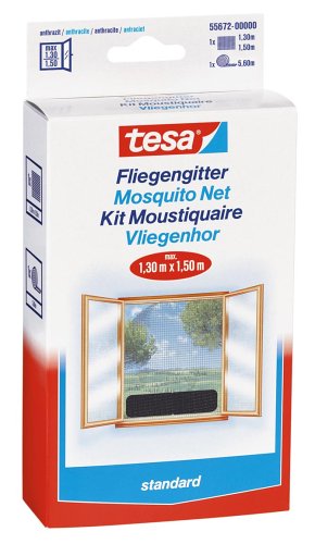 tesa Fliegengitter STANDARD für Fenster, 1,50 m x 1,30 m...