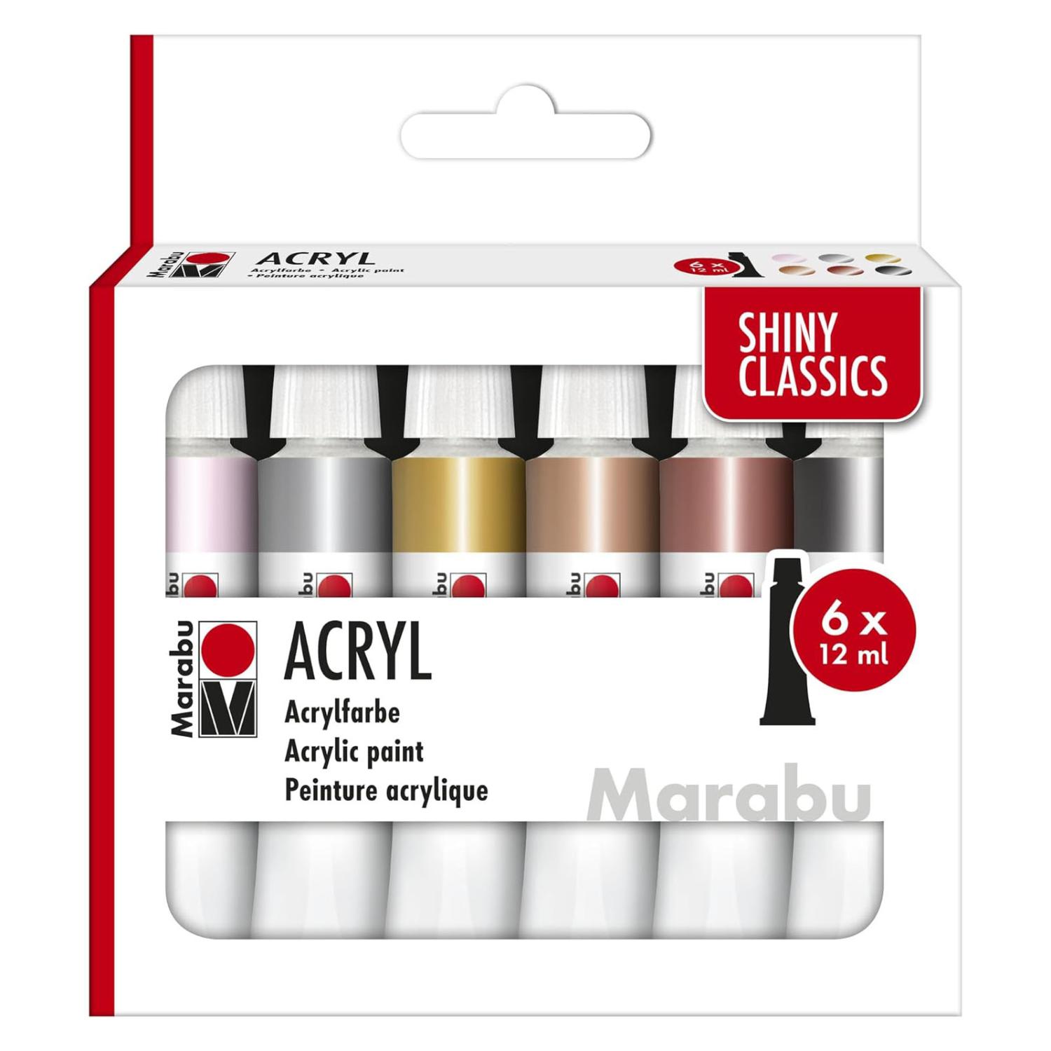 Marabu Acrylfarben Set SHINY CLASSICS , 6 x 12 ml