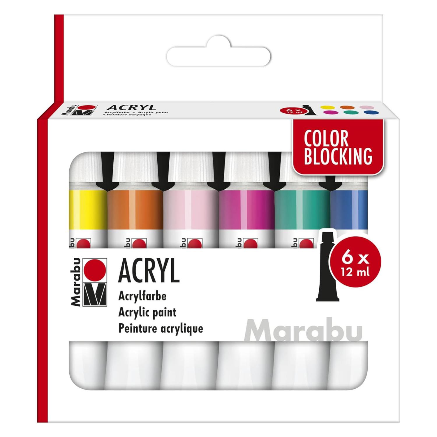 Marabu Acrylfarben Set COLOR BLOCKING, 6 x 12 ml