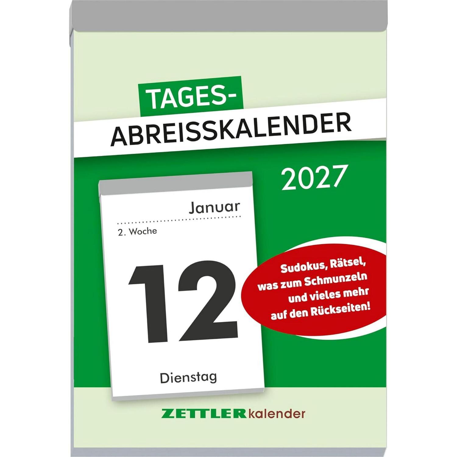 ZETTLER Tagesabrei�kalender XXL 2027 10x14,5 cm cm mit S...