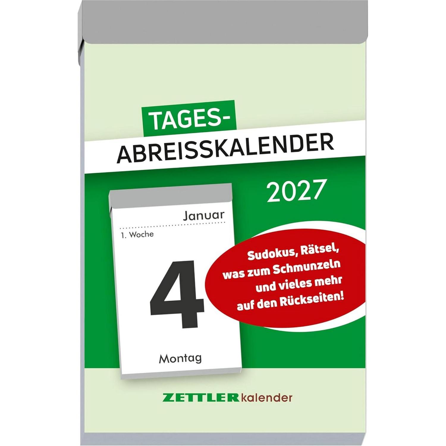 ZETTLER Tagesabrei�kalender L 2027 6,6x9,9 cm mit Sudokus