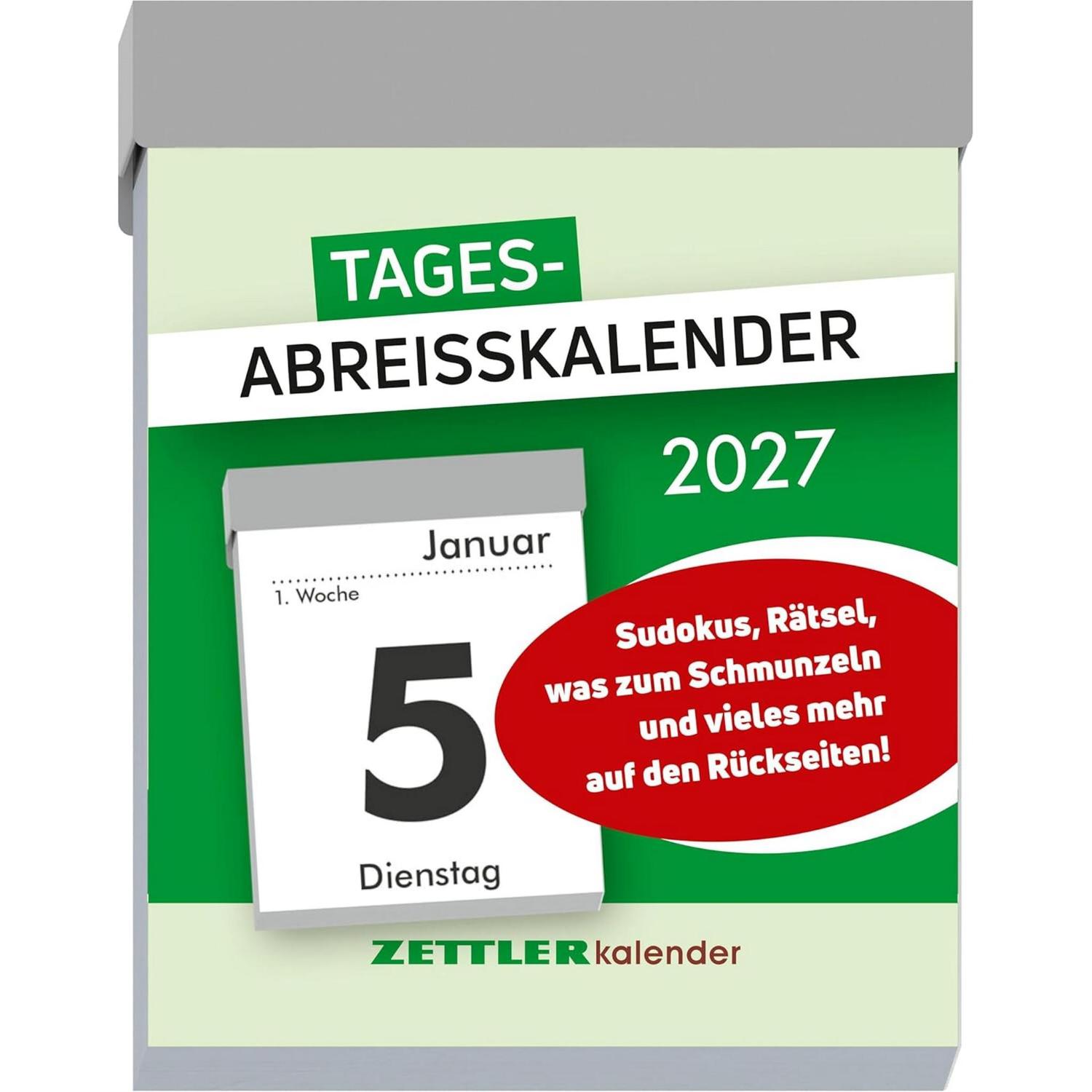 ZETTLER Tagesabrei�kalender M 2027 5,5x7,1 cm mit Sudokus