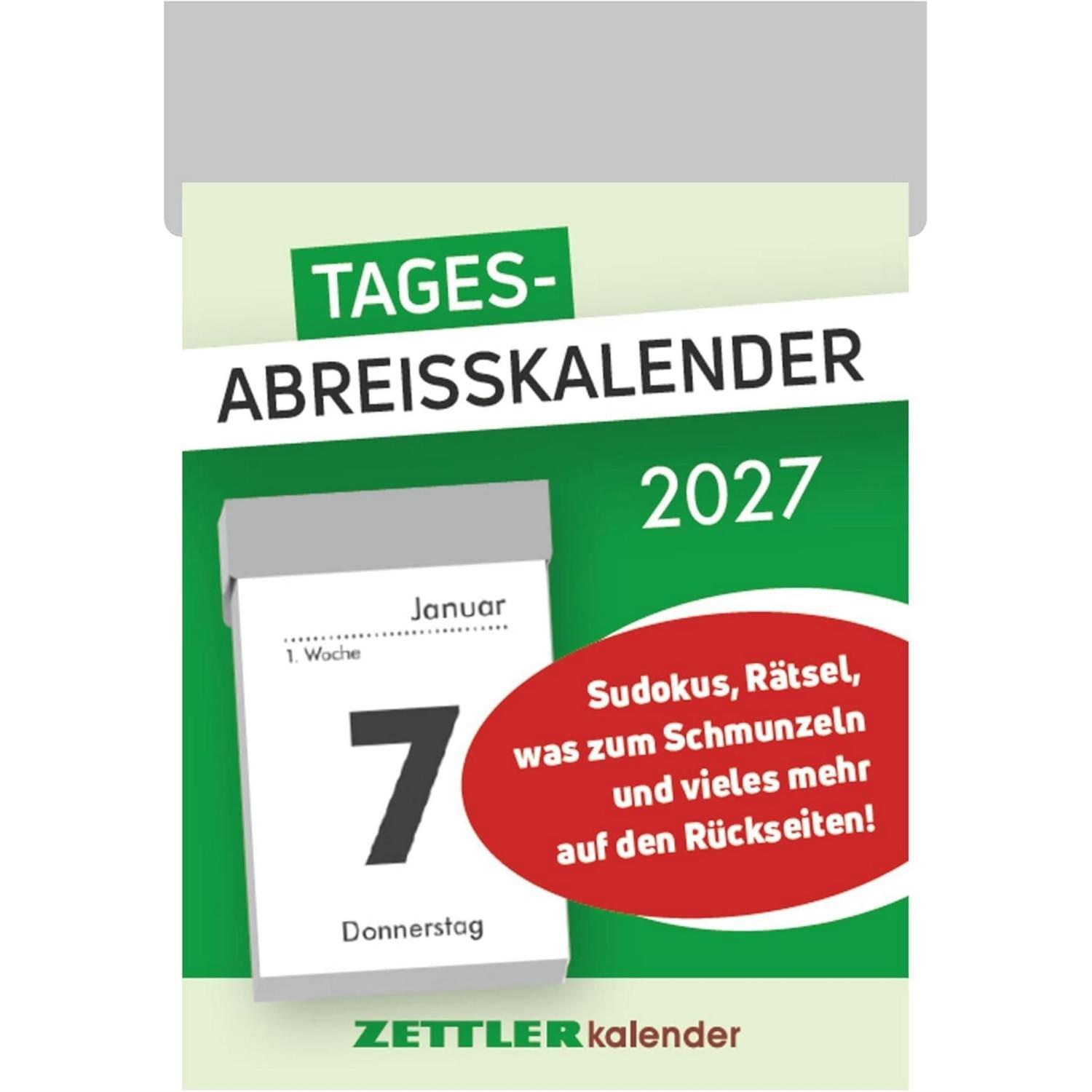 ZETTLER Tagesabrei�kalender S 2027 4,1x5,9 cm mit Sudokus