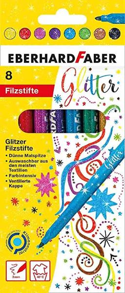 Eberhard Faber Fasermaler Glitzer 8er-Wasserbasis-auswas...