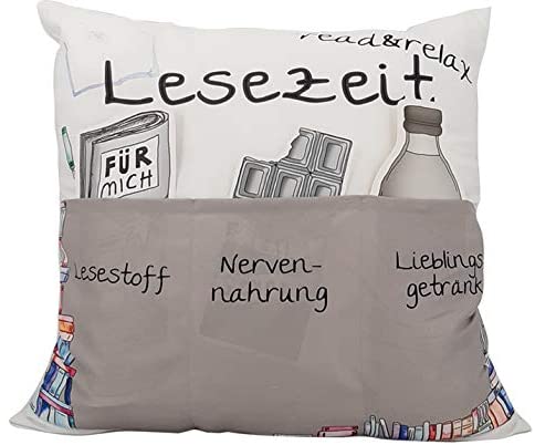 Kissen aus Stoff Sofahelden Lesekissen mit Taschen und Deko