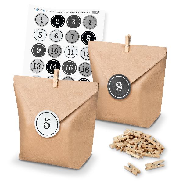 Basteladventskalender Set - Set 4 Graut�ne Sticker im St...