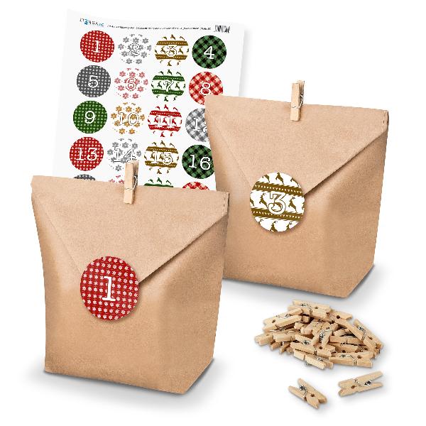 Basteladventskalender Set - Set 6 Weihnachten Sticker ro...
