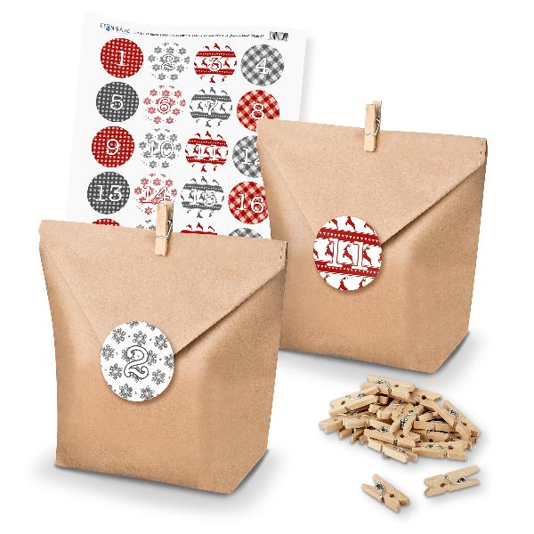 Basteladventskalender Set - Set 7 Weihnachten Sticker ro...