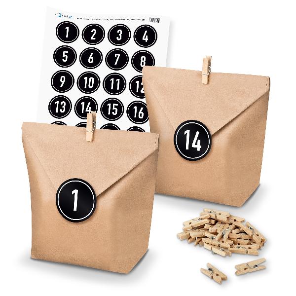 Basteladventskalender Set - Set 8 Zahlensticker schwarz