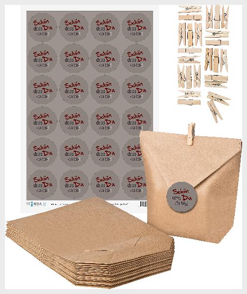 SET Sch�n dass du da bist (Motiv6) 24x Geschenkt�ten + 2...