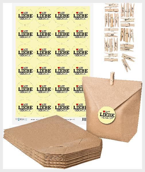 SET mit Liebe gemacht (Motiv8) 24x Geschenkt�ten + 24x M...