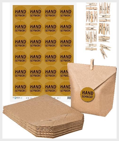 SET Handgemacht (Motiv11) 24x Geschenkt�ten + 24x MiniKl...