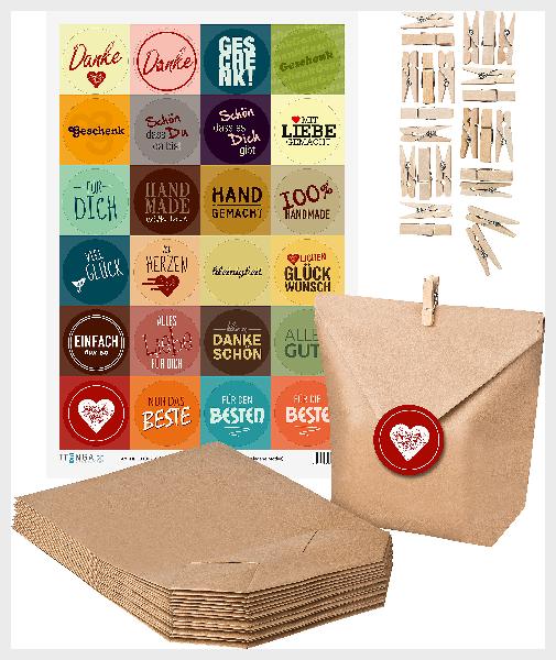 SET MIX 24x Geschenkt�ten + 24x MiniKlammer + 24x versch...
