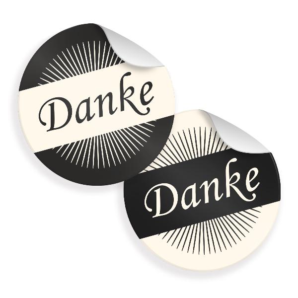 24x Sticker Danke Vintage (Motiv 36) 4cm Geschenk Aufkle...