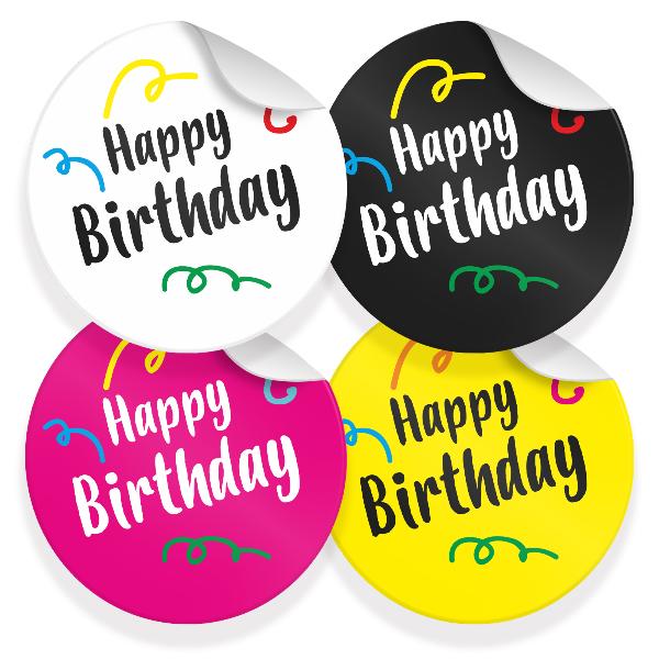 24x Sticker Happy Birthday Mix (Motiv 39) 4cm Geschenk A...