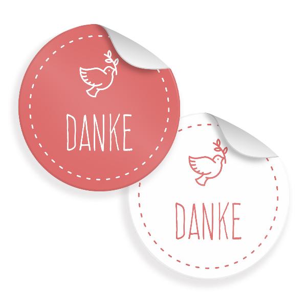 24x Sticker Taube Danke (Motiv 41) 4cm Aufkleber Taufe K...