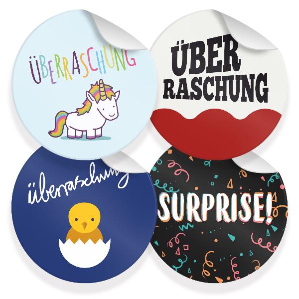 24x Sticker �berraschung Mix (Motiv 45) 4cm Geschenk Auf...