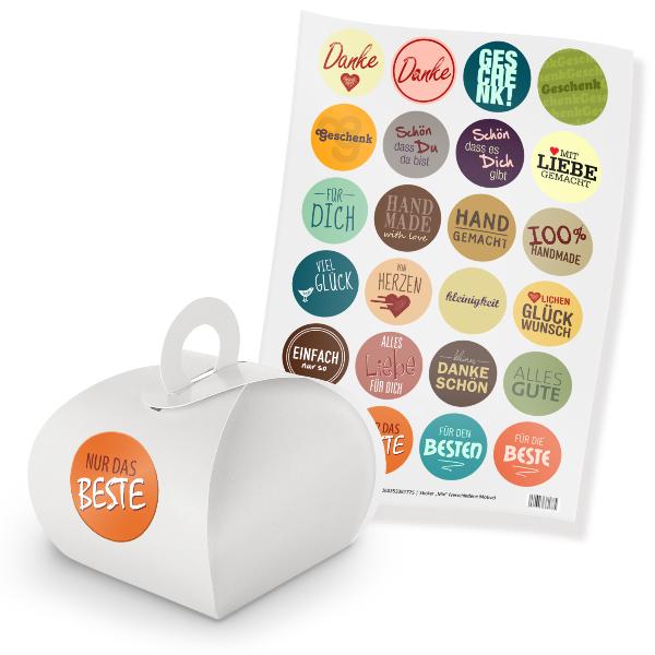 SET MIX (Motiv21) 24x Geschenkschachtel mit Griff wei� ...
