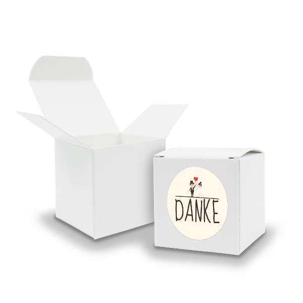 SET DANKE Hochzeitspaar (Motiv24) 24x Faltschachtel W�rf...