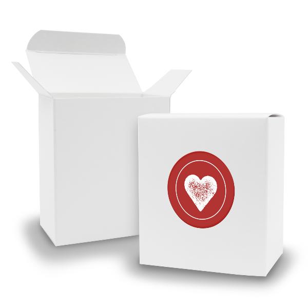 SET HERZ (Motiv37) 24x Faltschachtel Quader wei� + Sticker