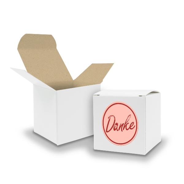 SET DANKE (Motiv2) 24xFaltschachtel W�rfel 6,5cm wei� in...