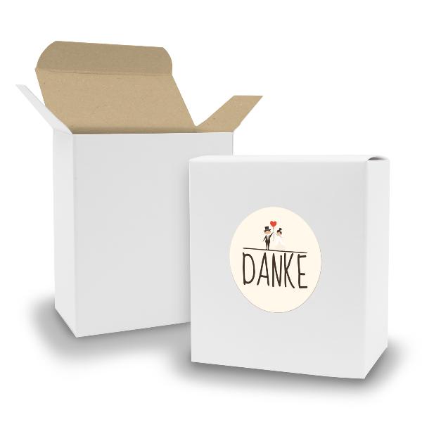 SET DANKE Hochzeitspaar (Motiv24) 24x Faltschachtel Quad...