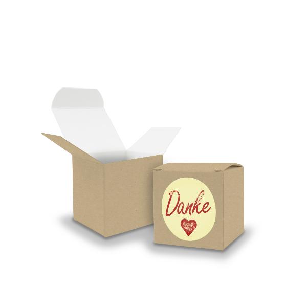 SET DANKE (Motiv1) 24xFaltschachtel W�rfel 5cm BRAUN + S...