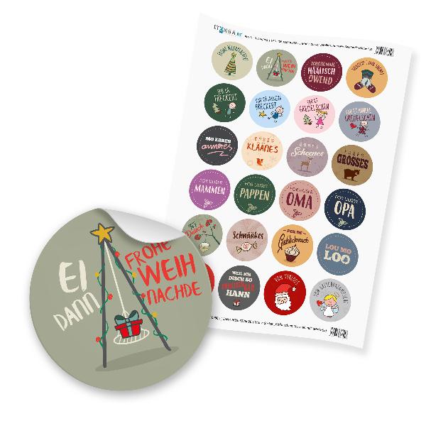 24 x itenga Sticker �Weihnachten Mix Saarland� (Motiv 52)