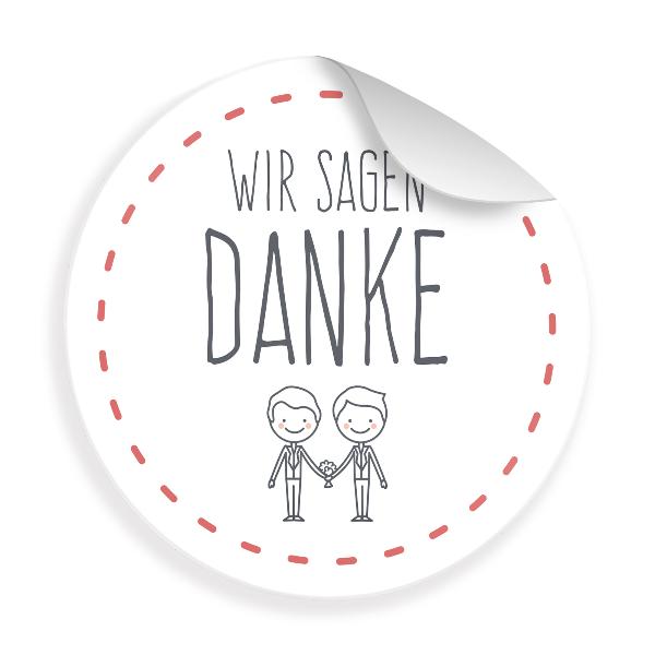 24 x Sticker Wir sagen Danke Mann & Mann (Motiv 55)